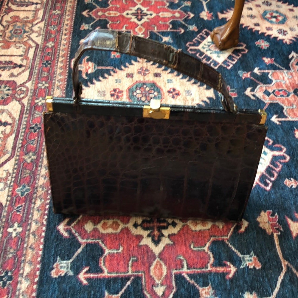 Vintage chocolate crocodile Kelly bag